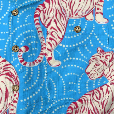 Blue Tiger Print Hawaiian Shirt