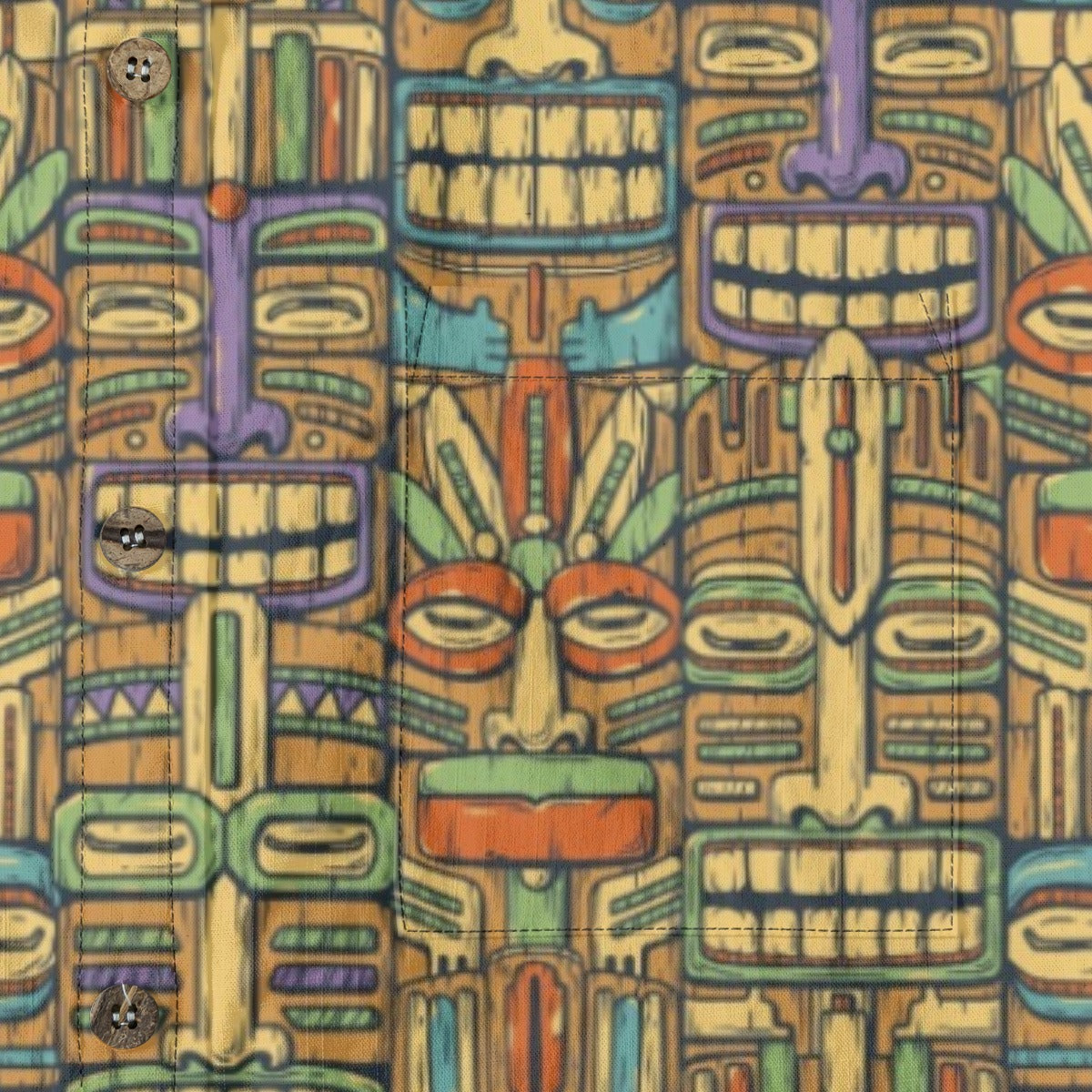 Tiki Vintage print Cotton Hawaii Shirt