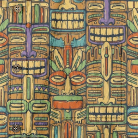 Tiki Vintage print Cotton Hawaii Shirt