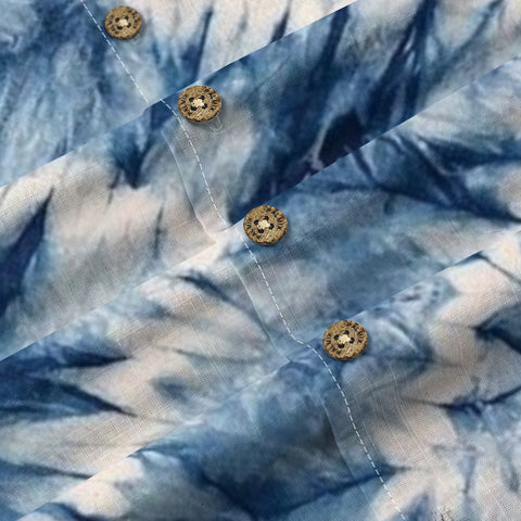 Blue Tie-Dye Hawaiian Shirt