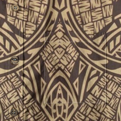 Tiki Dunes – Khaki Tribal Aloha Shirt