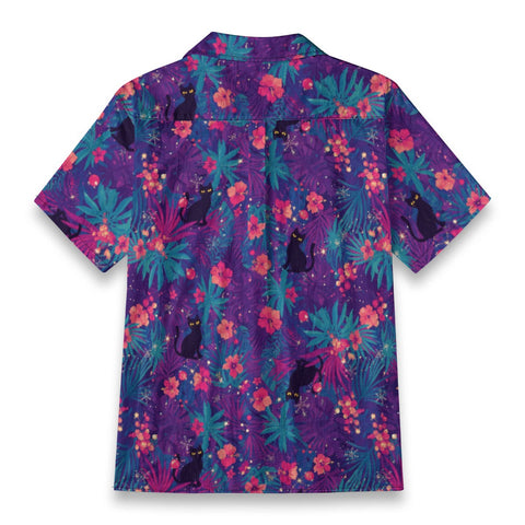 Black Cat Tropical Hawaiian Shirt