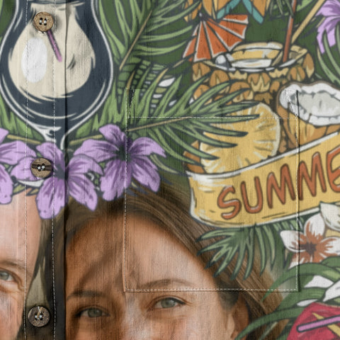 Personalized Hawaiian Shirt with Photo, Surfing Cocktail Hawaiian Shirt, Tiki Shirt for Family - The Palmix