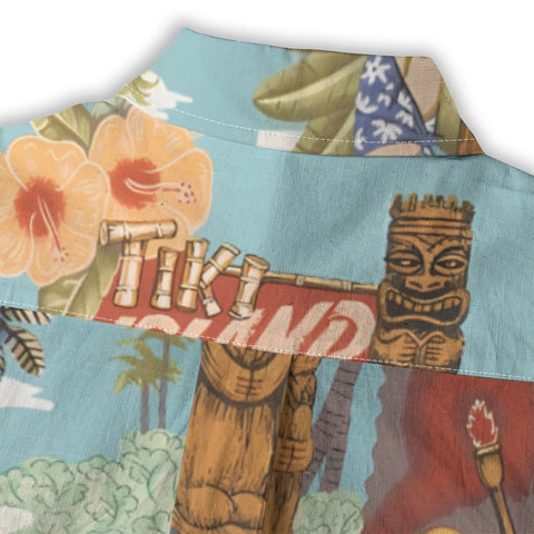 Hawaiian Vintage Pictorial TIKI Island Print Shirt