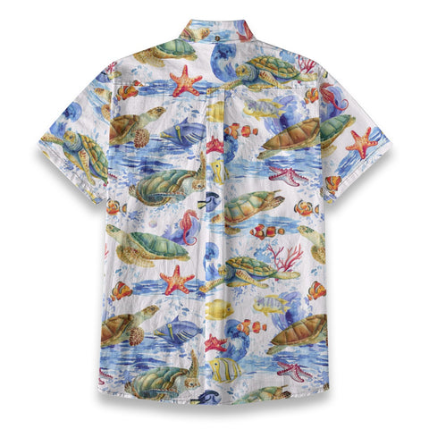 Undersea scroll Hawaiian hand-painted art vacation shirt