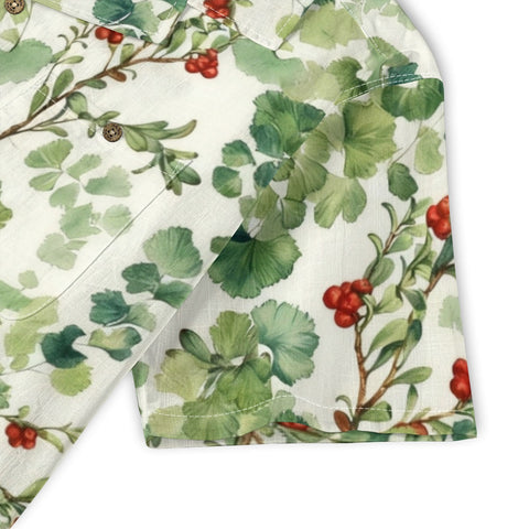 Ginkgo Leaf & Red Berry Hawaiian Shirt