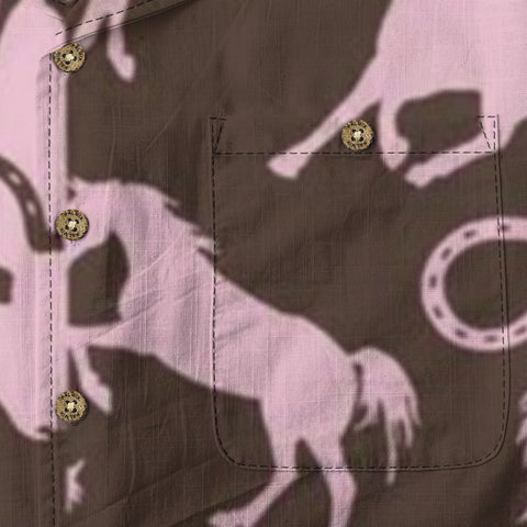 Pink & Brown Horse Hawaiian Shirt