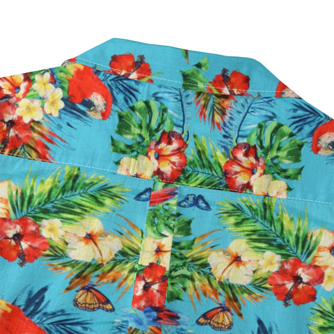 Tropical flowers and birds blue rhyme