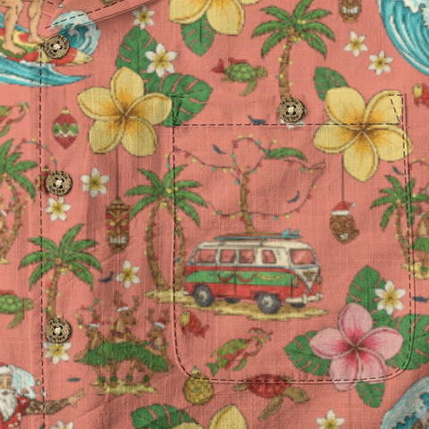 Surfing Santa & Floral Hawaiian Shirt