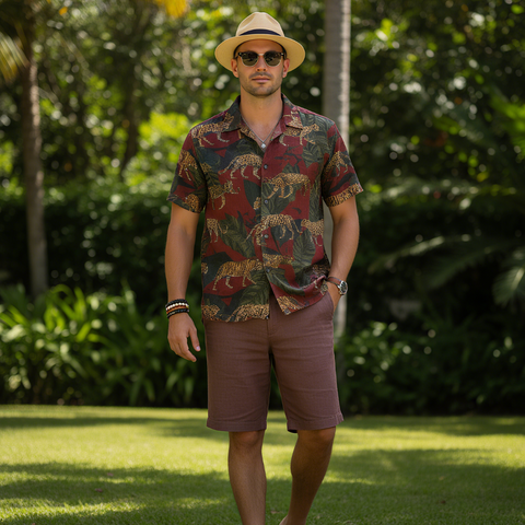 Jungle Walk – Wild Hunting Hawaiian Print Shirt
