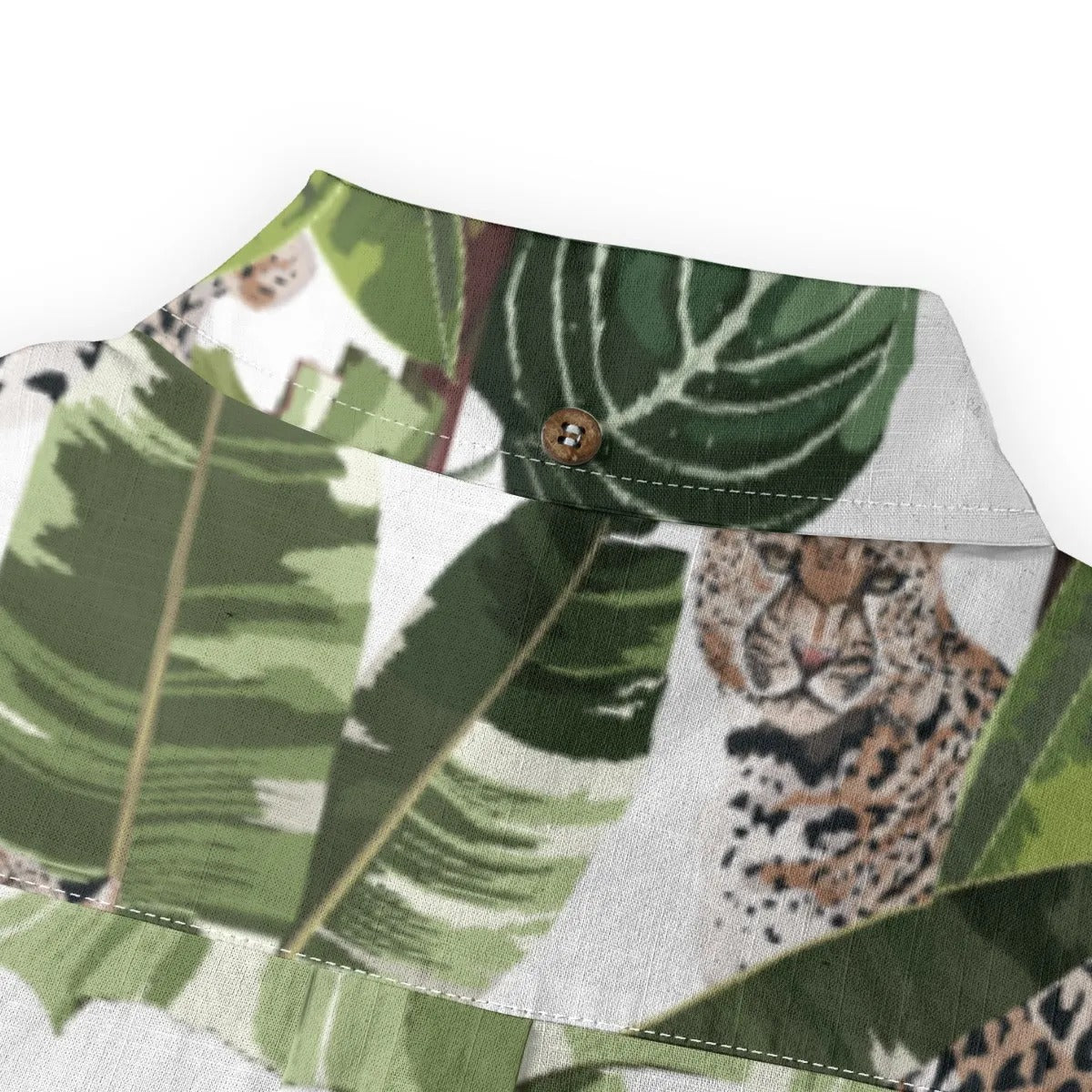 Hawaiian style watercolor leopard print shirt with palm tree print