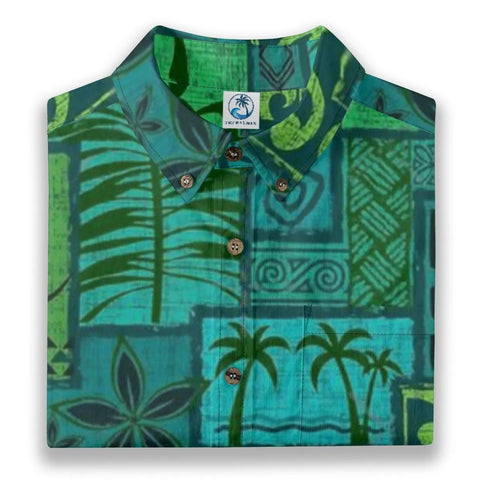 Hawaiian Tribal Volume Tiki Aloha Vintage Line Turtle Print Shirt