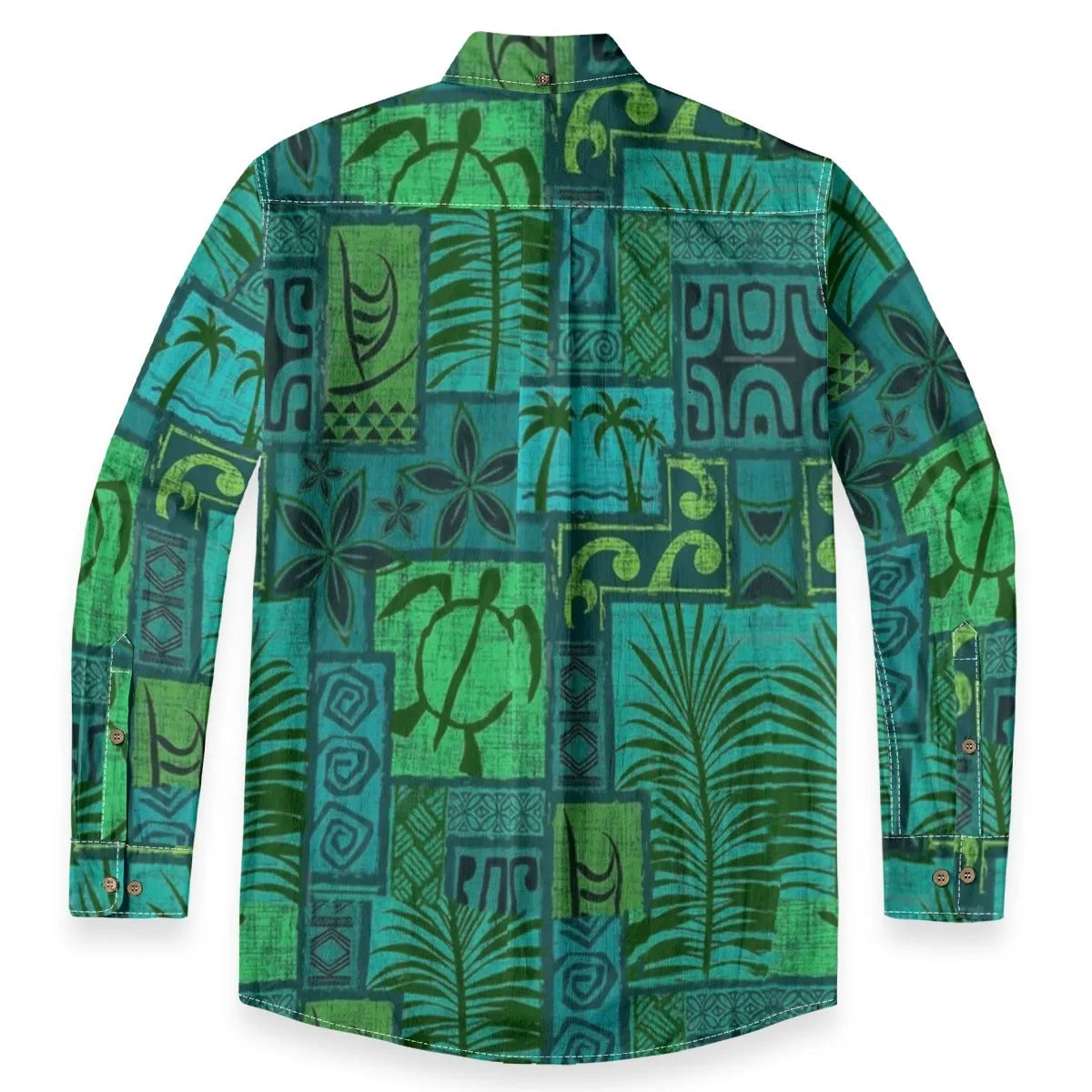 Hawaiian Tribal Volume Tiki Aloha Vintage Line Turtle Print Shirt