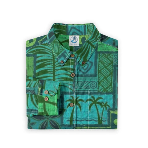 Hawaiian Tribal Volume Tiki Aloha Vintage Line Turtle Print Shirt