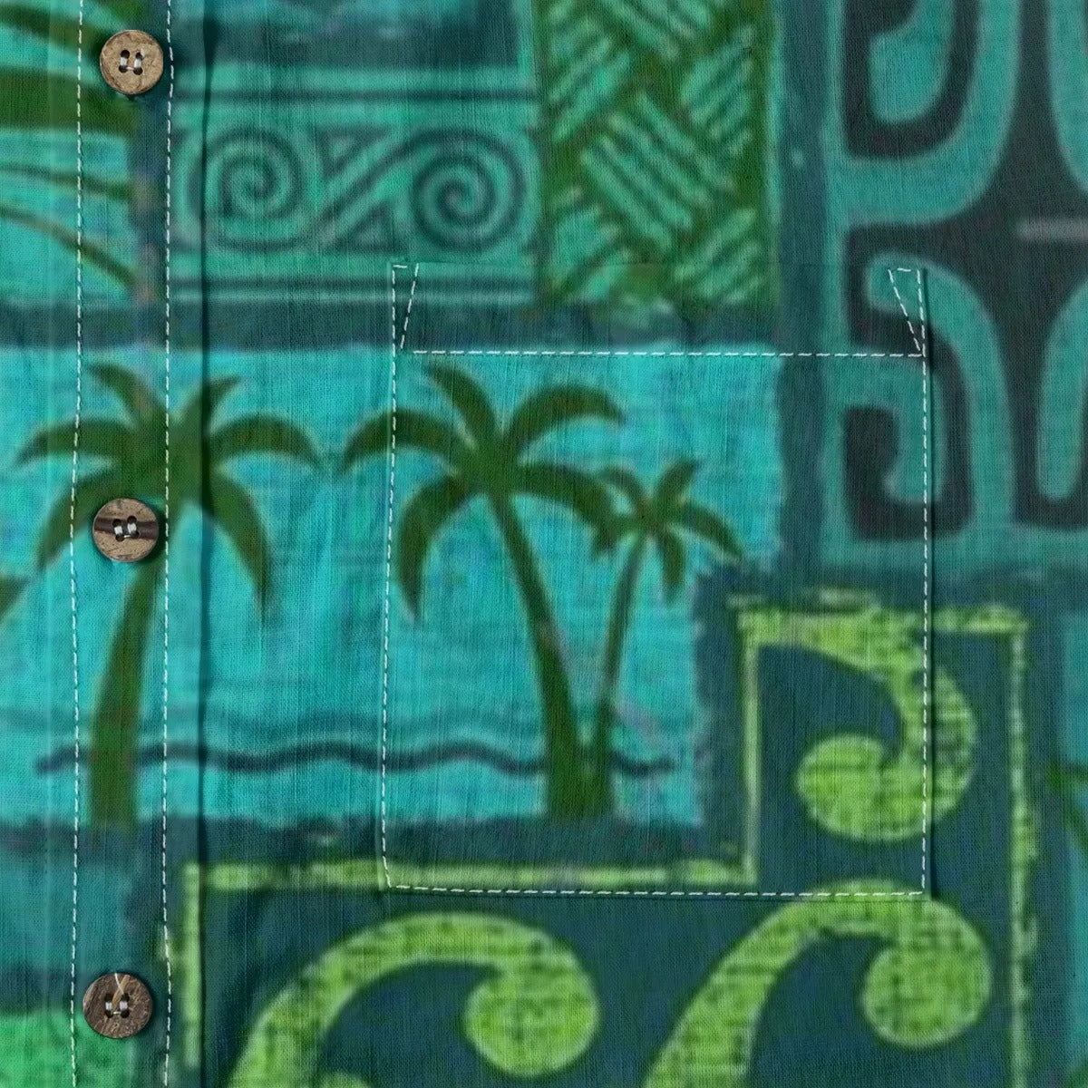 Hawaiian Tribal Volume Tiki Aloha Vintage Line Turtle Print Shirt