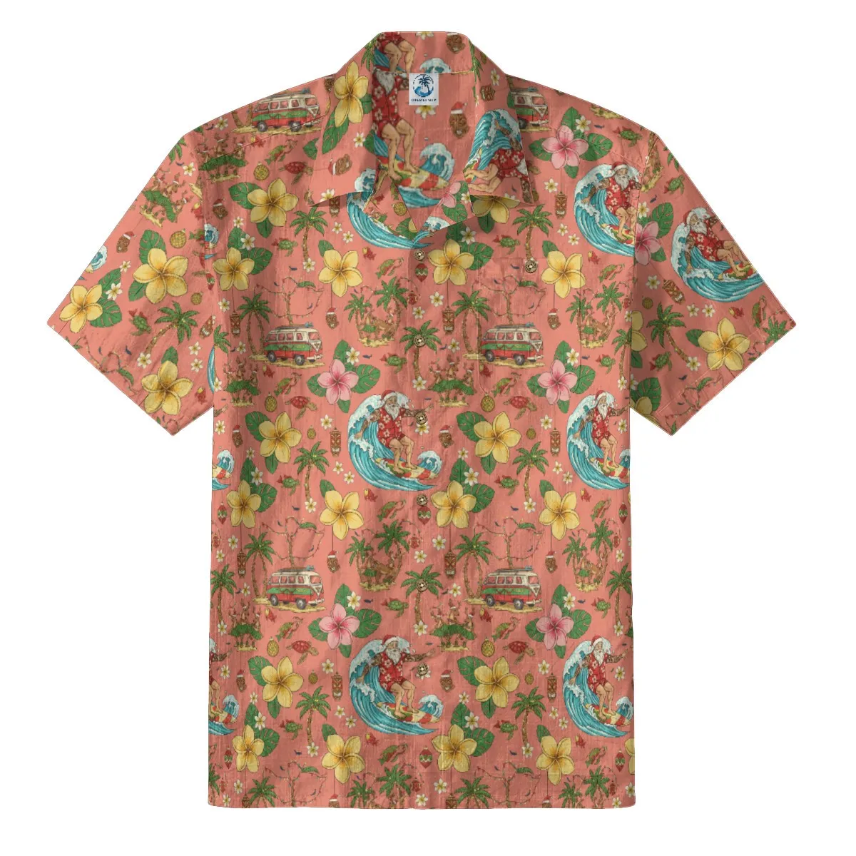 Surfing Santa & Floral Hawaiian Shirt