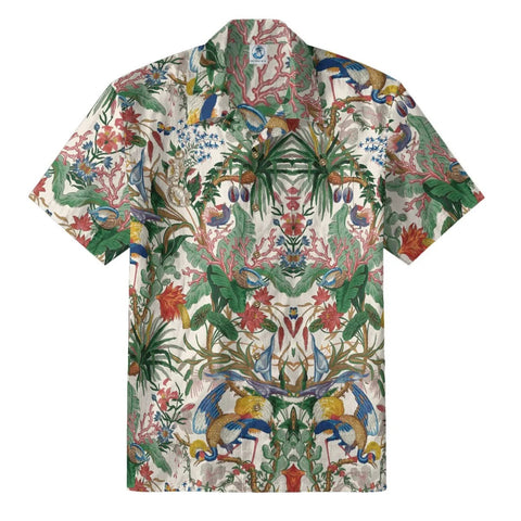 Retro tropical flowers and birds