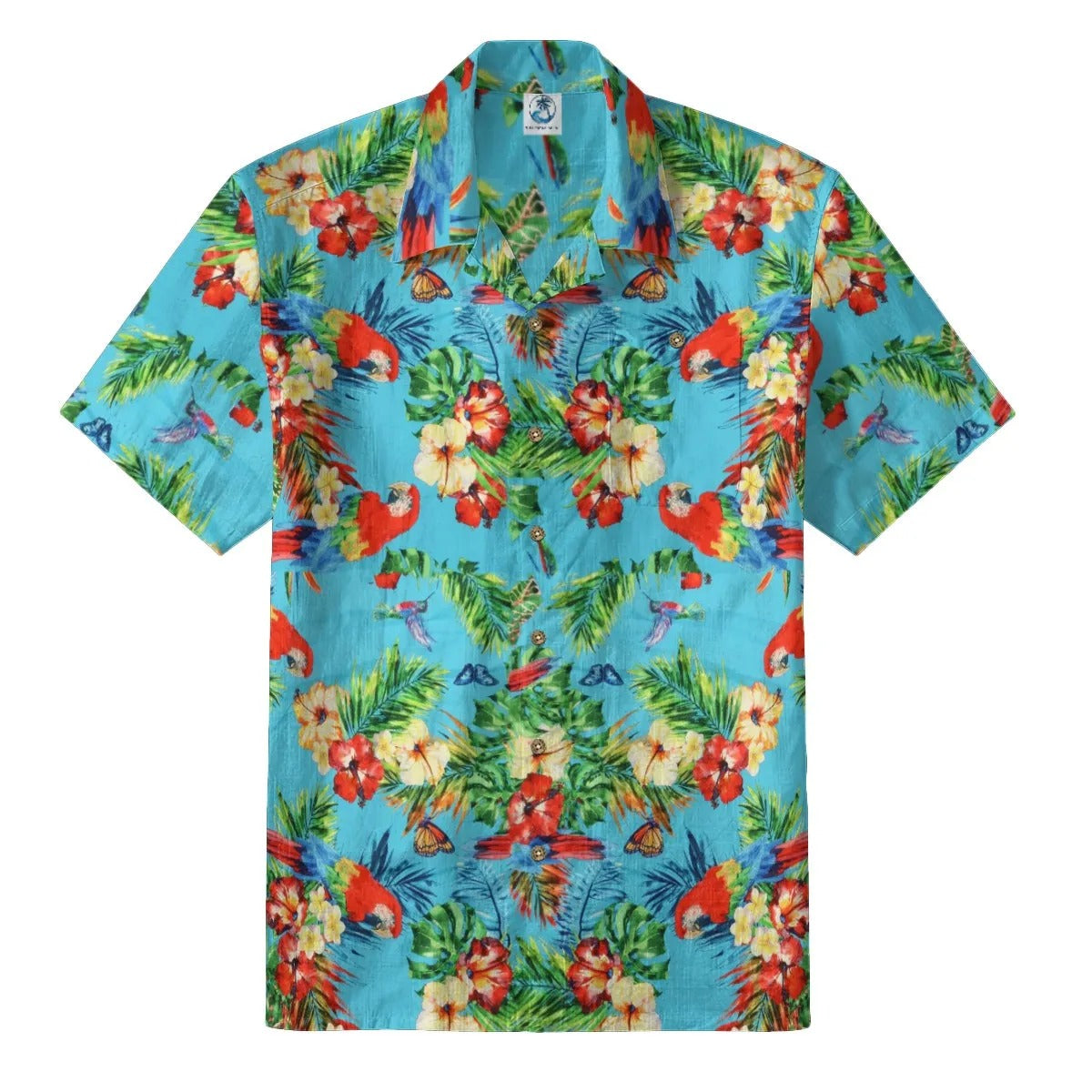 Tropical flowers and birds blue rhyme