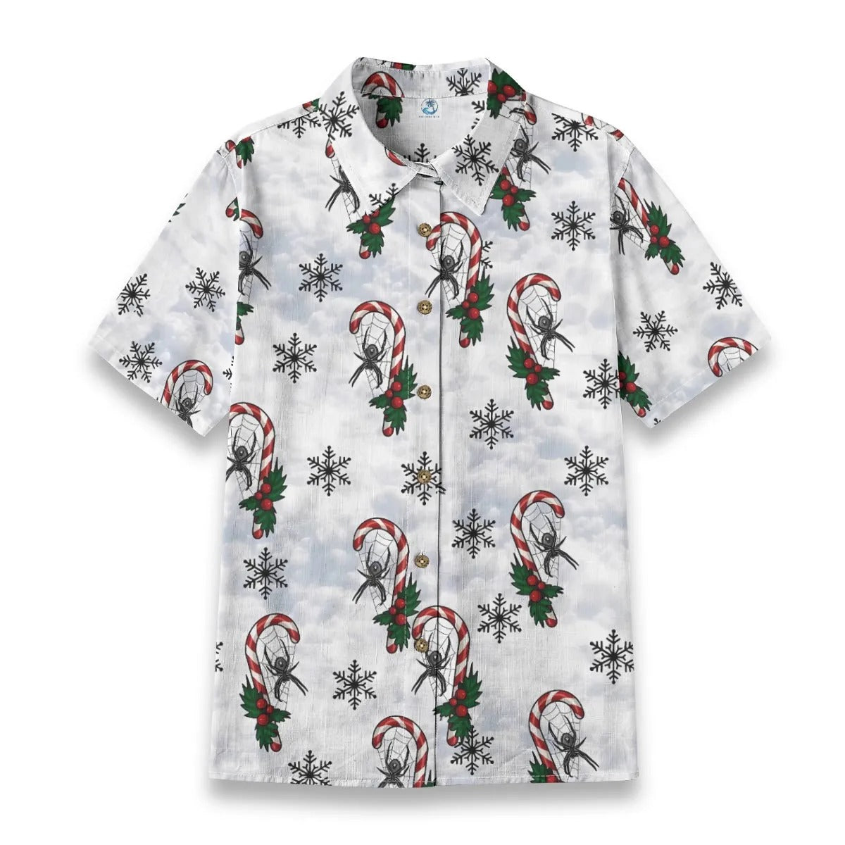 Spider's Christmas candy cane on a snowy night