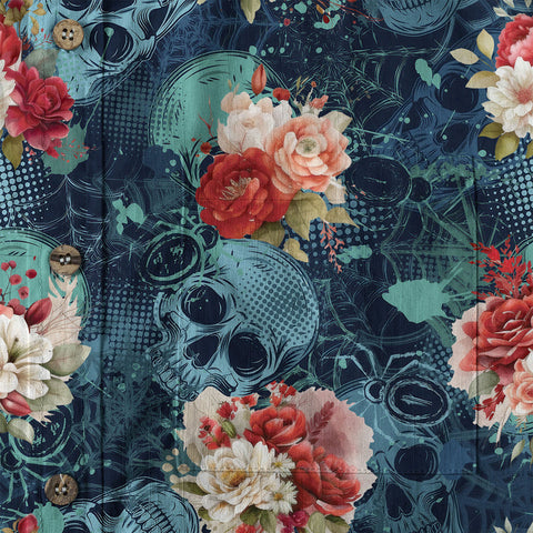 Tropical Skull Floral Hawaiian Shirt Roses Flower Shirt
