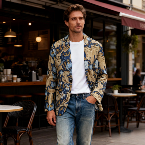 William Morris Blue-Gold Botanical Blazer