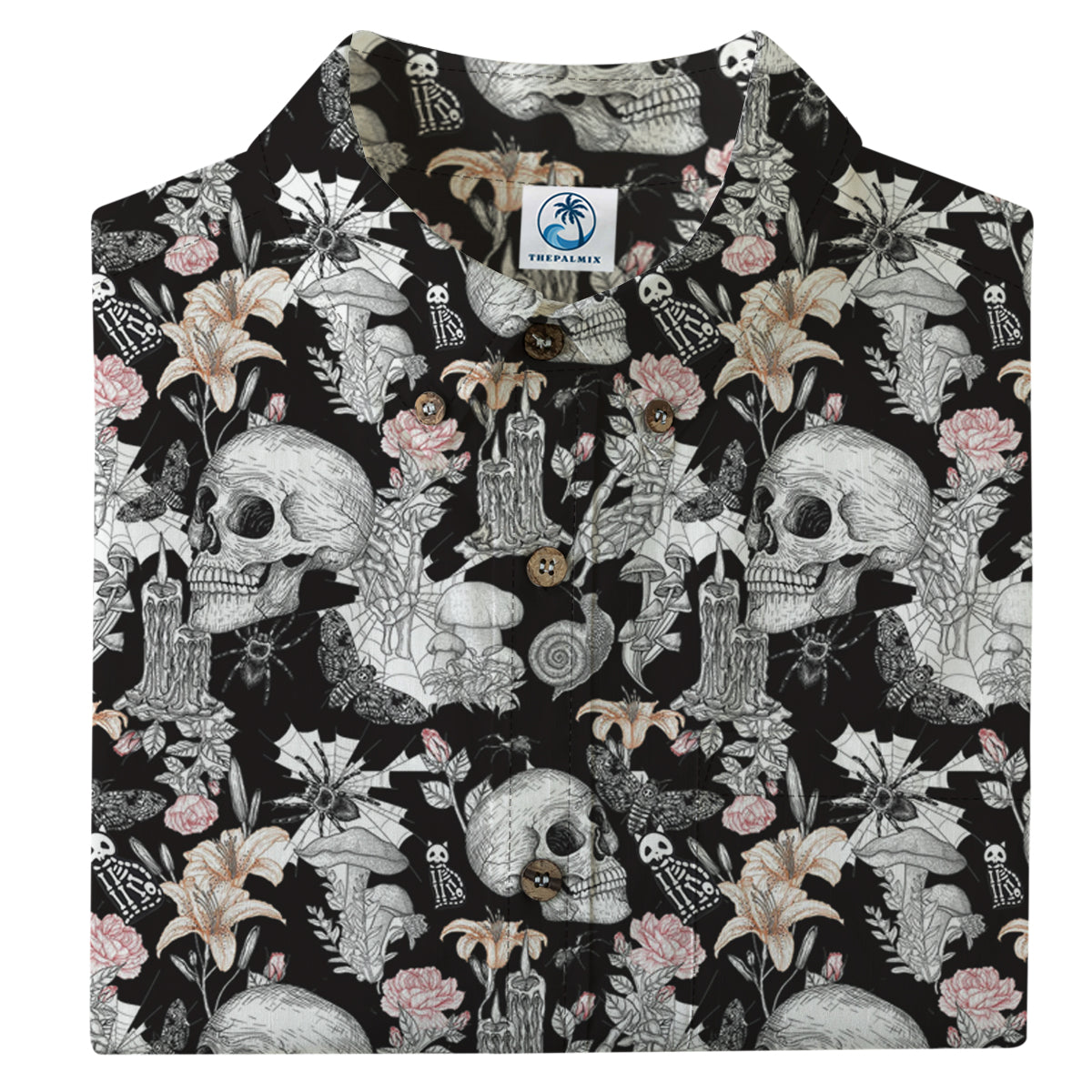 Halloween Skull and Bones Floral Print Shirt