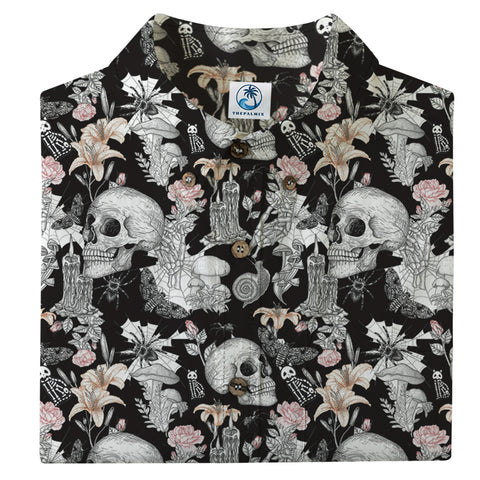 Halloween Skull and Bones Floral Print Shirt
