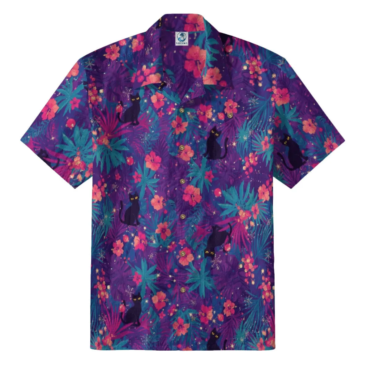 Black Cat Tropical Hawaiian Shirt