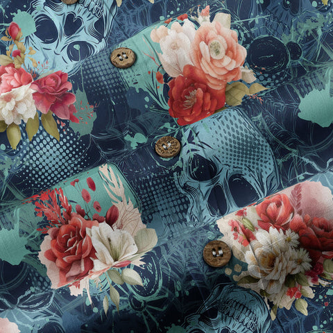 Tropical Skull Floral Hawaiian Shirt Roses Flower Shirt