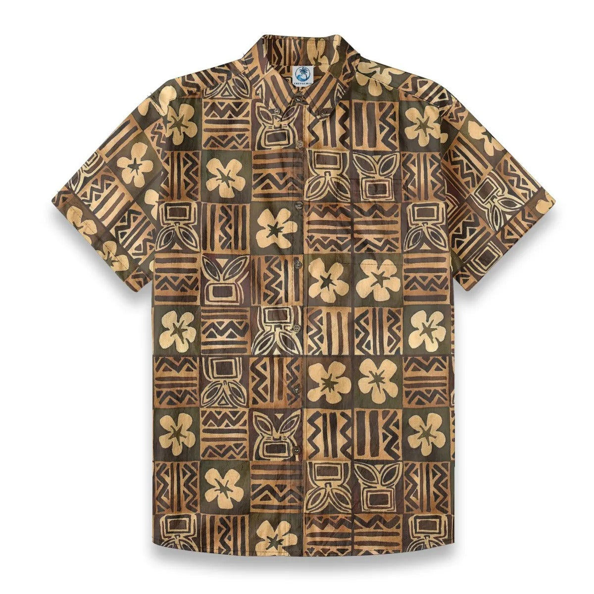 Hawaiian Vintage Pictorial Tiki Floral Totem Retro Printed Shirt