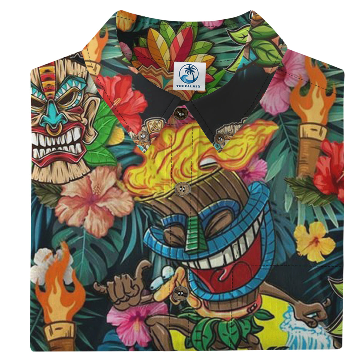 Classic Hawaiian Tiki Mask Aloha Print Shirt