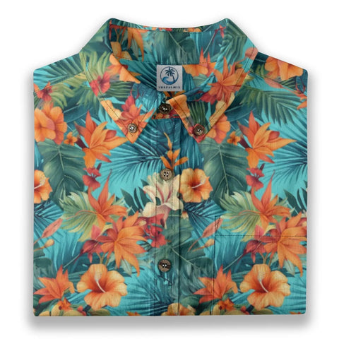 Tropical Bloom – Bright Blue Island Shirt