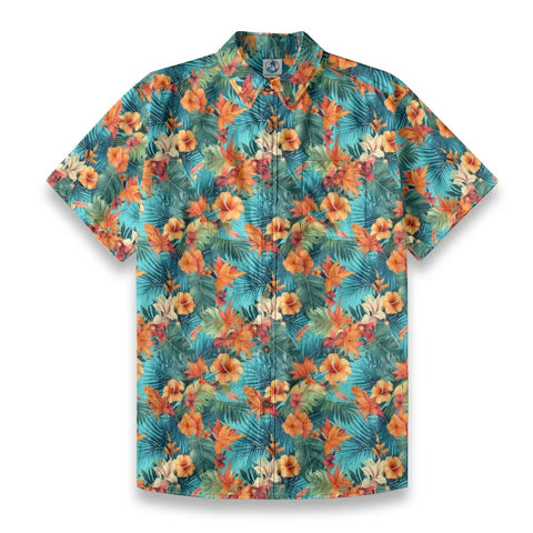 Tropical Bloom – Bright Blue Island Shirt