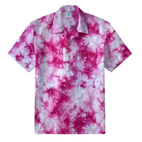 Pink Tie-Dye Hawaiian Shirt