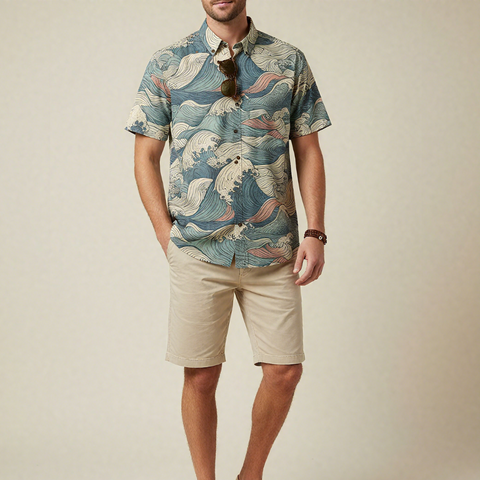 Ocean Surge – Vintage Wave Print Hawaiian Shirt