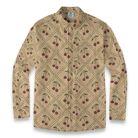 Vintage Cherry Print Long Sleeve Shirt