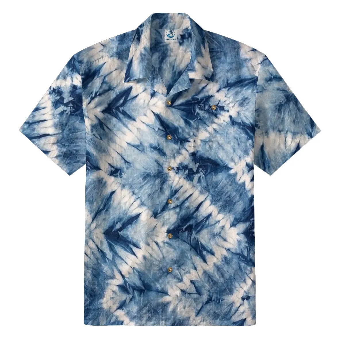 Blue Tie-Dye Hawaiian Shirt