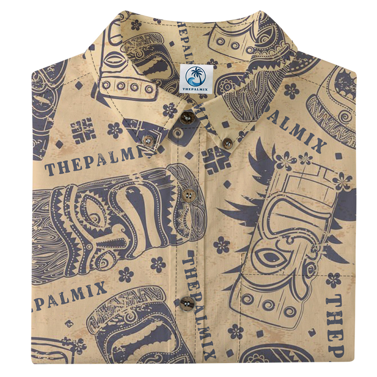 Hawaiian Vintage Pictorial Tiki Totem Retro Printed Shirt