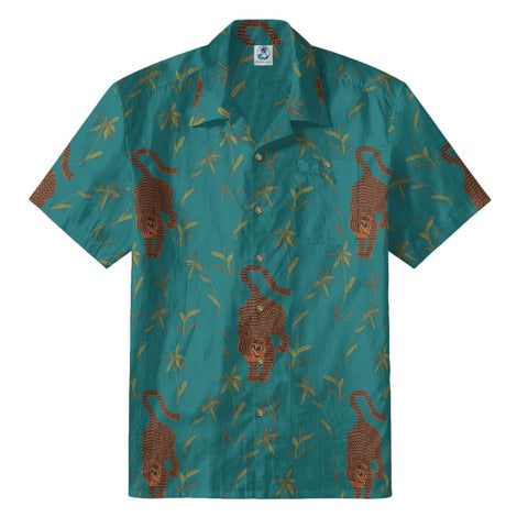 Teal Vintage Tiger & Plant