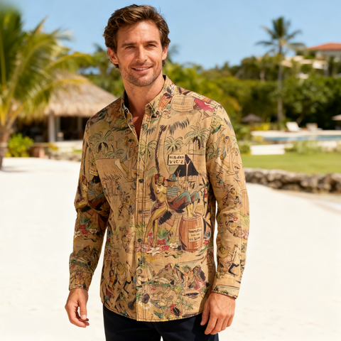 Tiki Tribune – Vintage Newspaper long-sleeve shirt