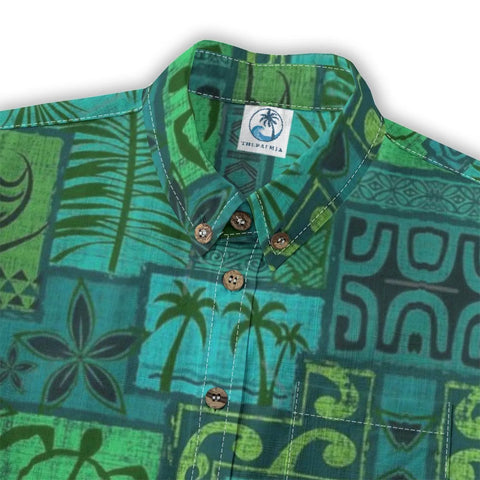 Hawaiian Tribal Volume Tiki Aloha Vintage Line Turtle Print Shirt