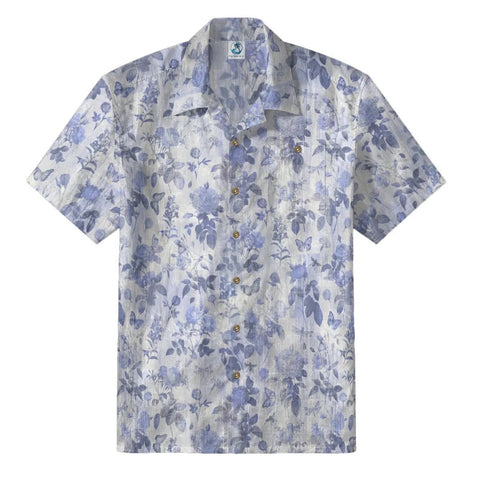 Vintage Soft Blue Floral & Butterfly