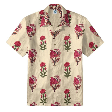 Vintage Cream Magenta Floral