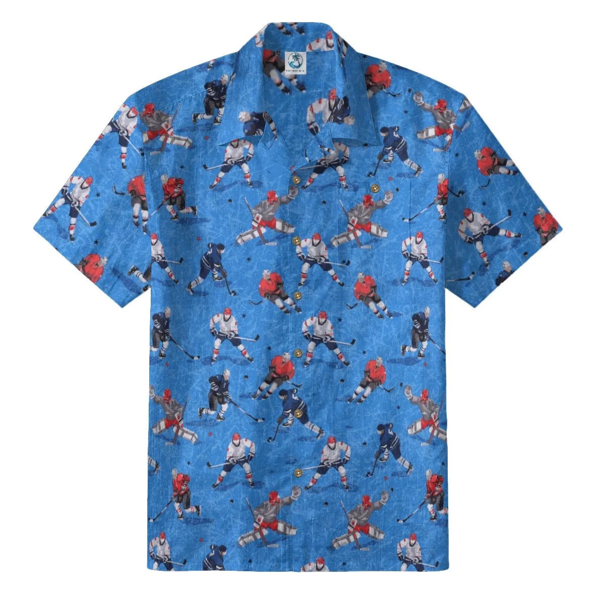 Vintage Bright Blue Hockey Player