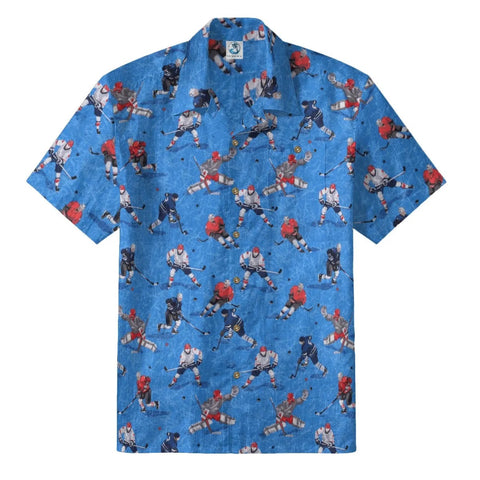 Vintage Bright Blue Hockey Player