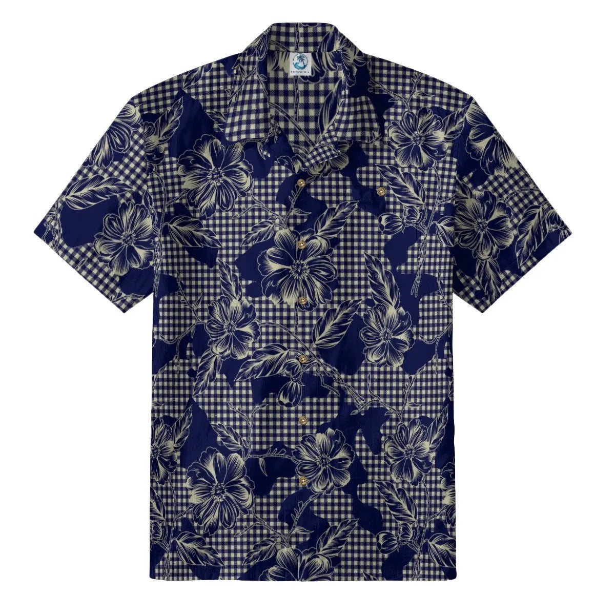 Retro Artistic Navy Gingham Floral