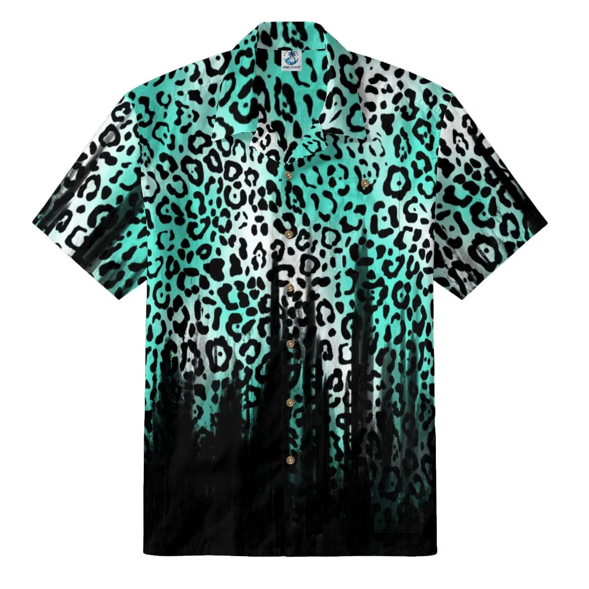 Teal Leopard Hawaiian Shirt
