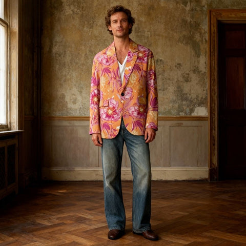 Retro Warm Orange Peony Ode