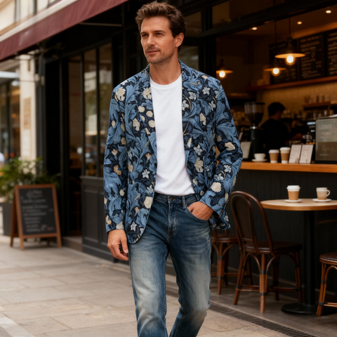 William Morris Navy Botanical Blazer