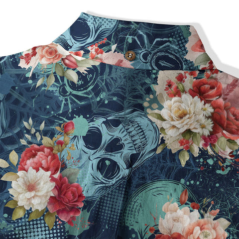Tropical Skull Floral Hawaiian Shirt Roses Flower Shirt